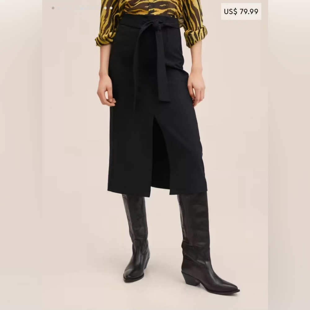 Mango Black Slit Hem Skirt with tags $65 - Size Small